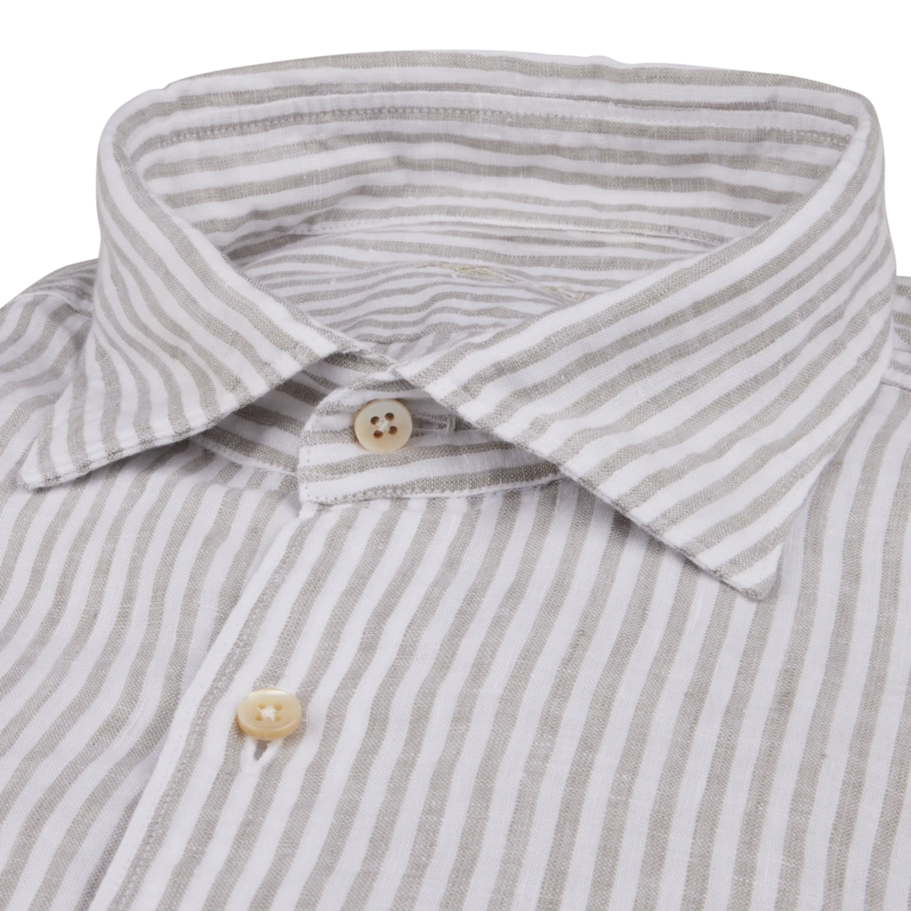 Gray Striped Linen Casual Slimline Shirt - Stenströms 5 Gray Striped Linen Casual Slimline Shirt - Stenströms - Image 3