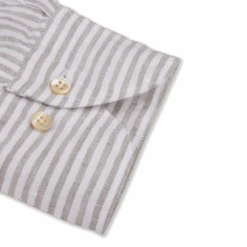 Gray Striped Linen Casual Slimline Shirt - Stenströms 11 Gray Striped Linen Casual Slimline Shirt - Stenströms -ETON Store 7747218787322 5