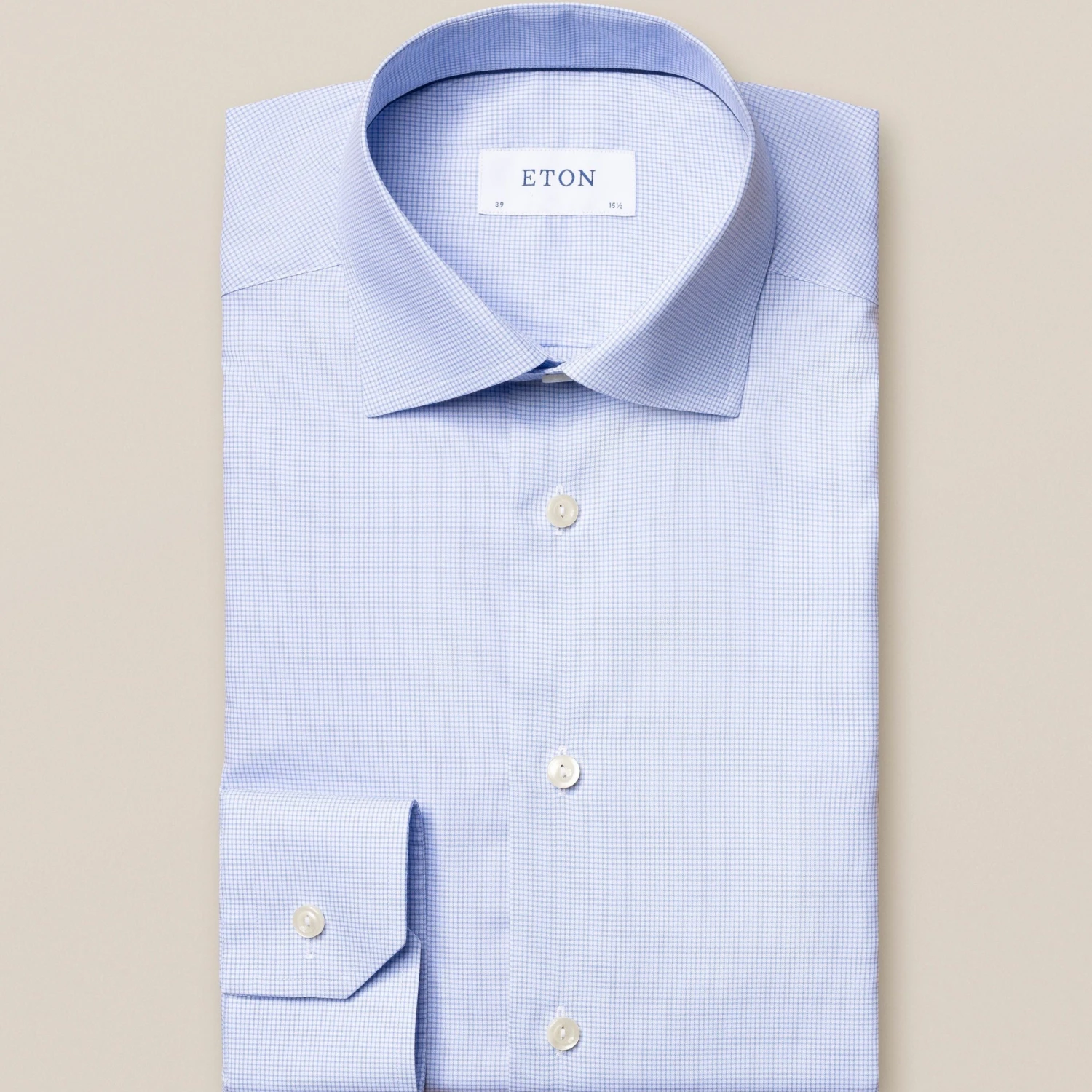 Light Blue Checked Fine Twill Contemporary Fit Shirt - ETON 3 Light Blue Checked Fine Twill Contemporary Fit Shirt - ETON
