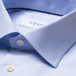 Light Blue Checked Fine Twill Contemporary Fit Shirt - ETON 12 Light Blue Checked Fine Twill Contemporary Fit Shirt - ETON -ETON Store 7766 cc72f73809 original