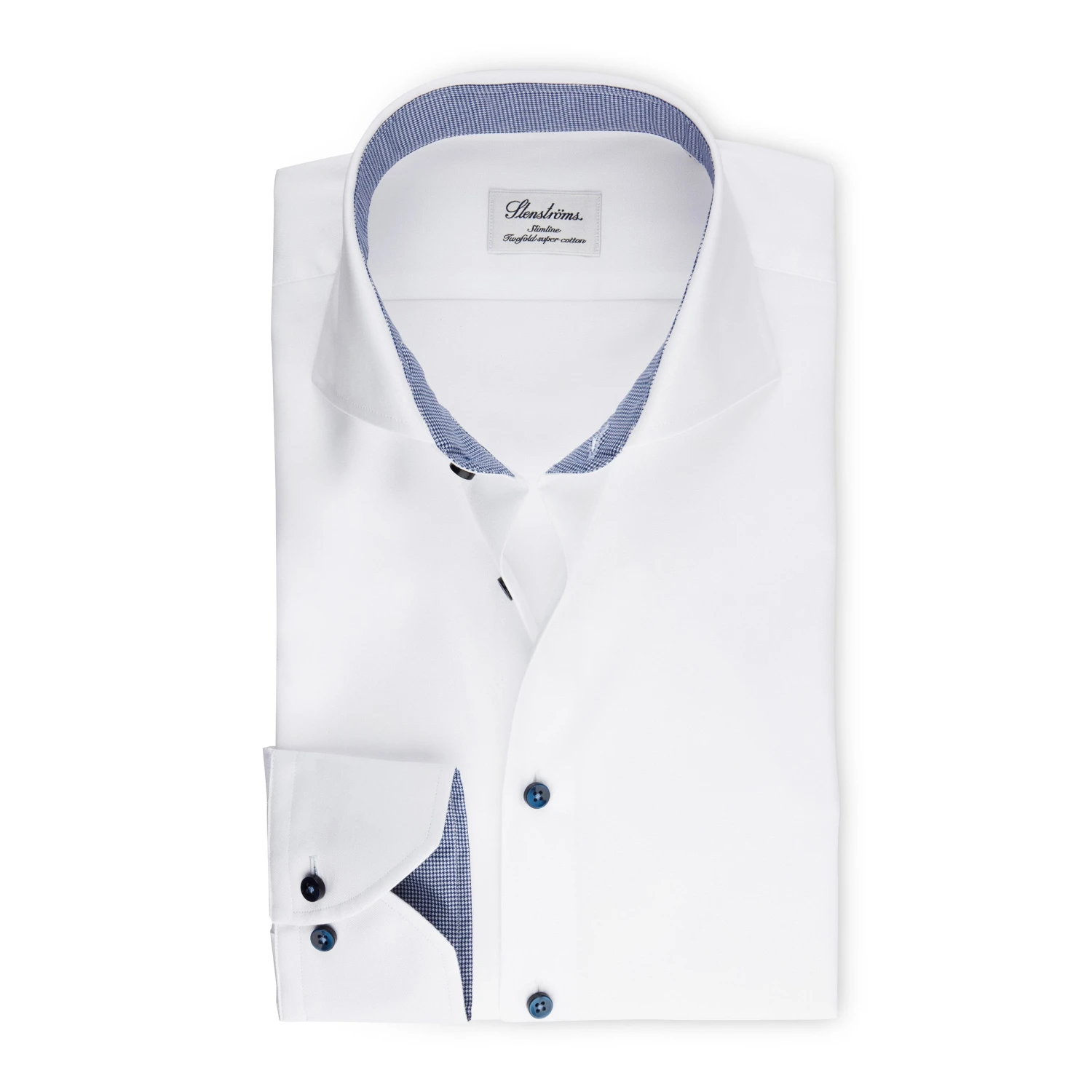 White Slimline Shirt With Contrast Details - Stenströms 3 White Slimline Shirt With Contrast Details - Stenströms