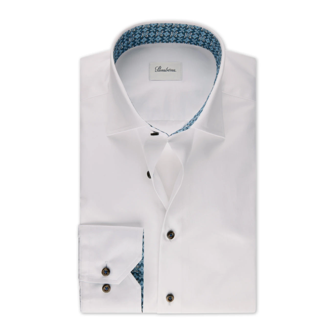 White Contrast Twill Slimline Shirt - Stenströms 3 White Contrast Twill Slimline Shirt - Stenströms