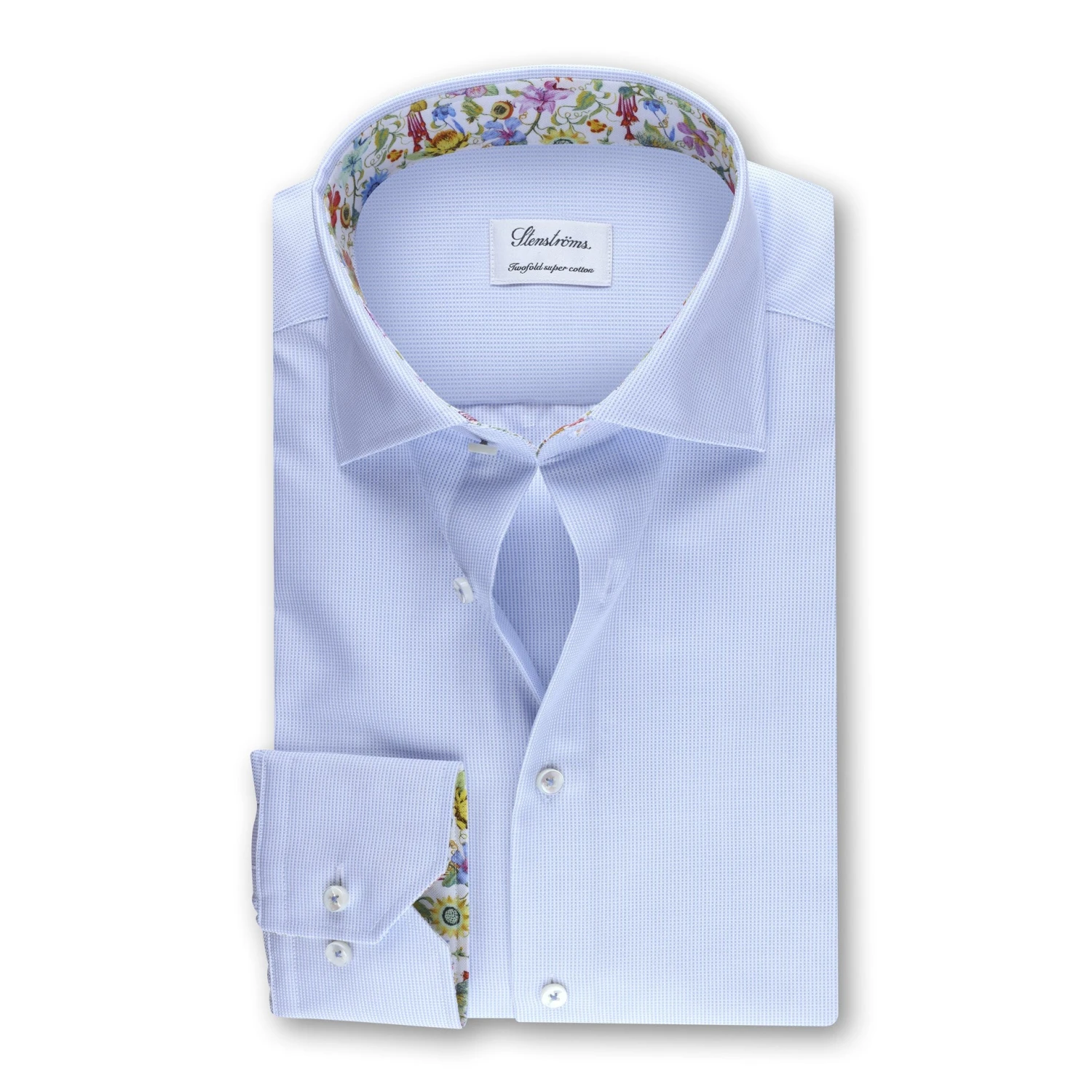 Light Blue Contrast Oxford Slimline Shirt - Stenströms 3 Light Blue Contrast Oxford Slimline Shirt - Stenströms