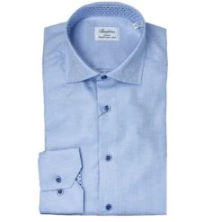 Light Blue W/ Contrast Buttons & Trim Slimline Shirt - Stenströms