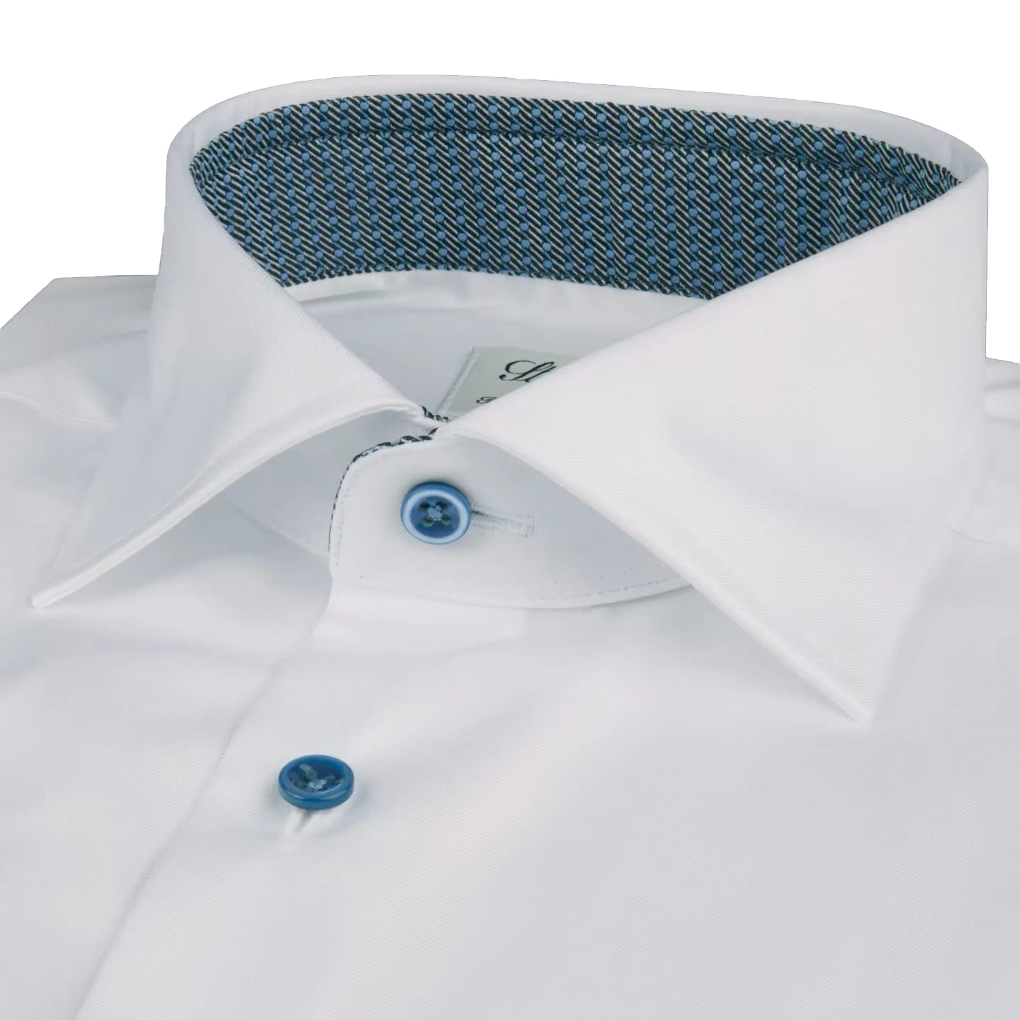 White With Blue Contrast Slimline Cotton Twill Shirt - Stenströms 5 White With Blue Contrast Slimline Cotton Twill Shirt - Stenströms - Image 3