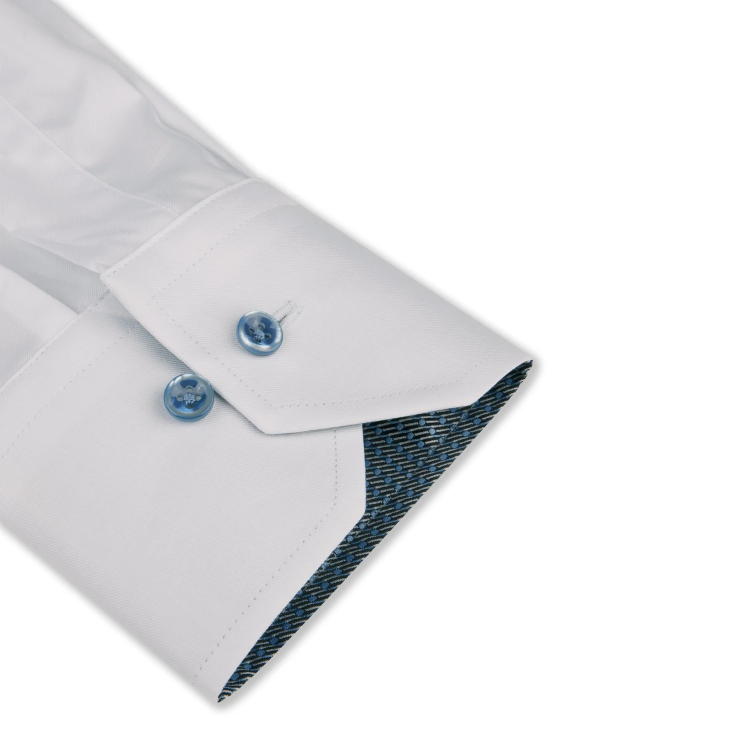 White With Blue Contrast Slimline Cotton Twill Shirt - Stenströms 4 White With Blue Contrast Slimline Cotton Twill Shirt - Stenströms - Image 2