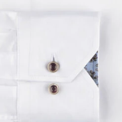 White Slimline Shirt With Floral Trim & Contrast Buttons - Stenströms 7 White Slimline Shirt With Floral Trim & Contrast Buttons - Stenströms -ETON Store 7847511988000 5