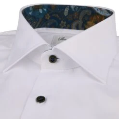 White W/ Brown & Blue Contrast Twill Slimline Shirt - Stenströms 6 White W/ Brown & Blue Contrast Twill Slimline Shirt - Stenströms -ETON Store 7847717619000 3