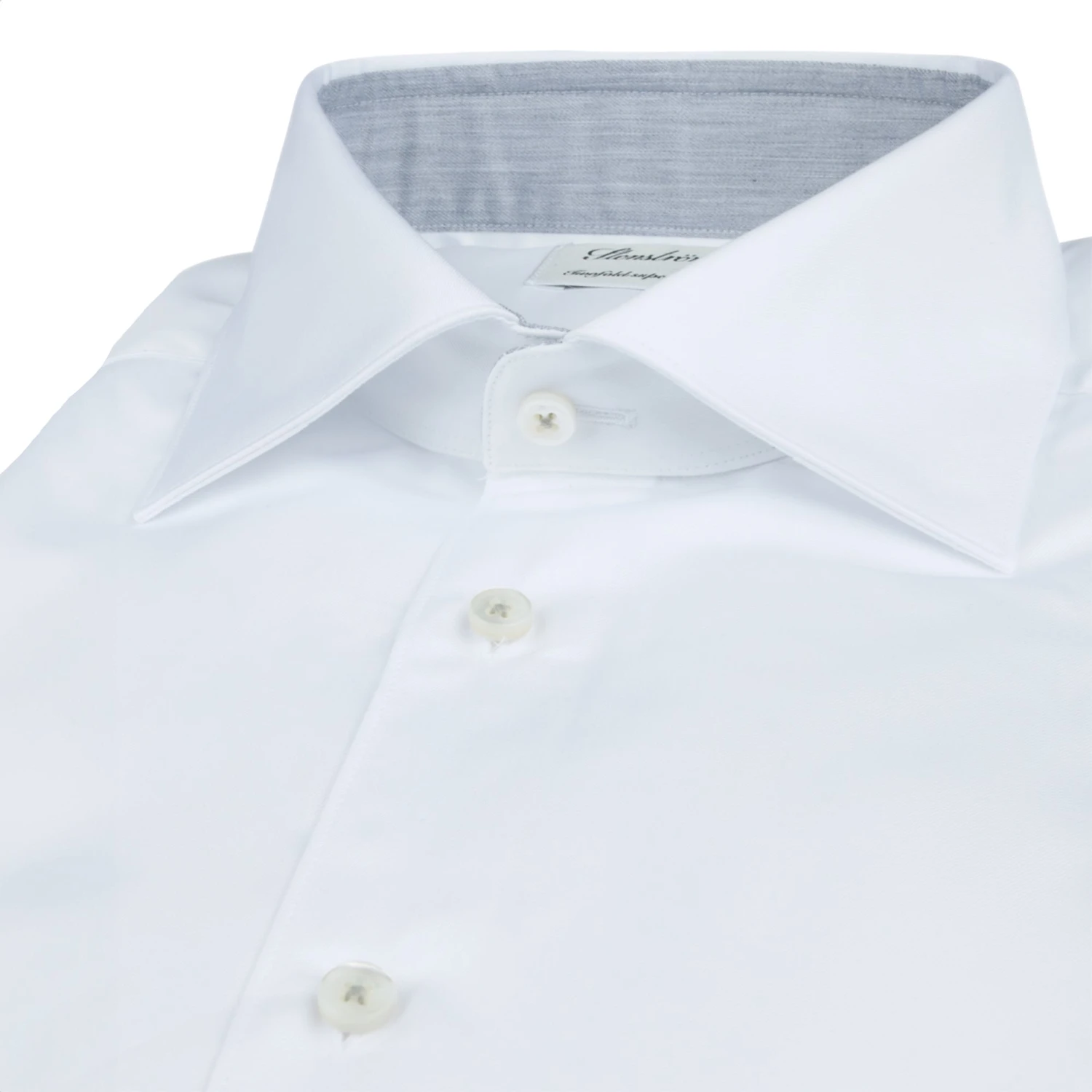 Stenströms White Twill Fitted Body Shirt With Gray Contrast Details 4 Stenströms White Twill Fitted Body Shirt With Gray Contrast Details - Image 2