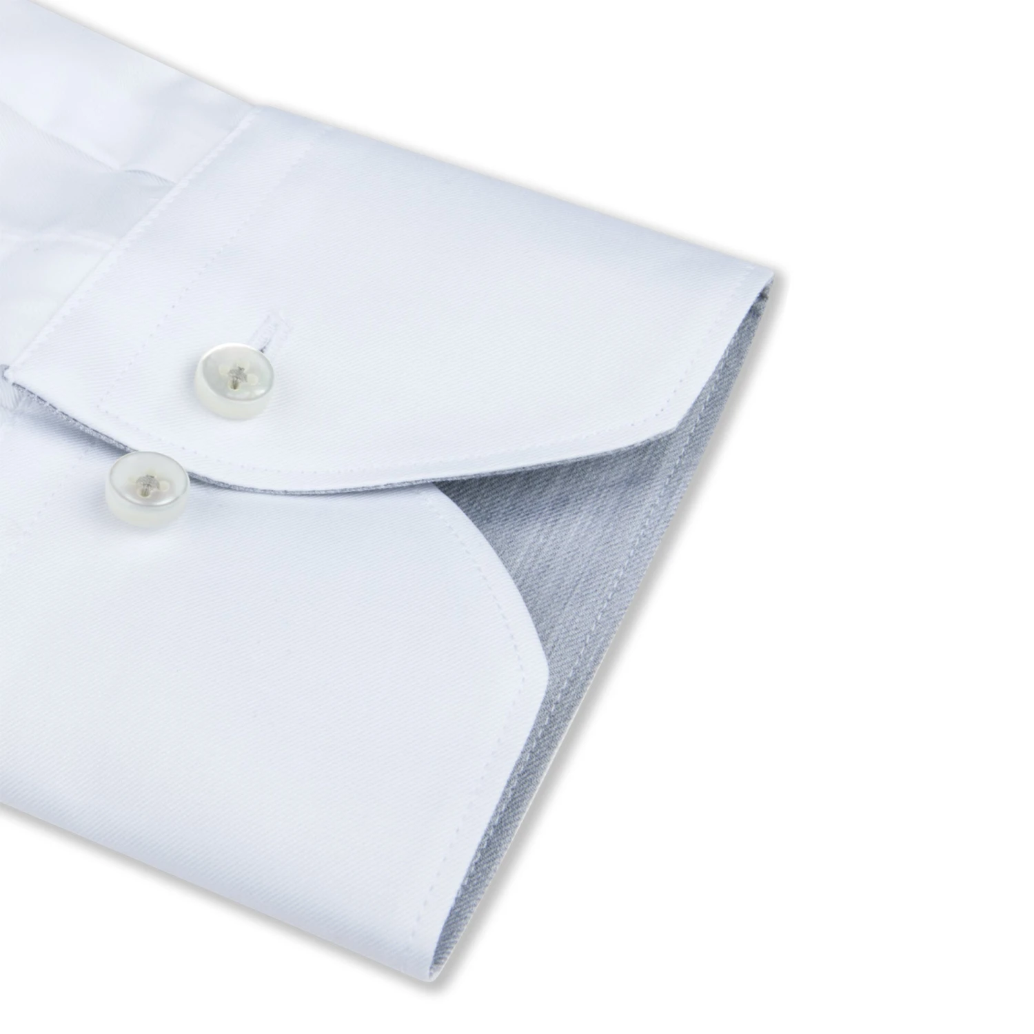 Stenströms White Twill Fitted Body Shirt With Gray Contrast Details 5 Stenströms White Twill Fitted Body Shirt With Gray Contrast Details - Image 3