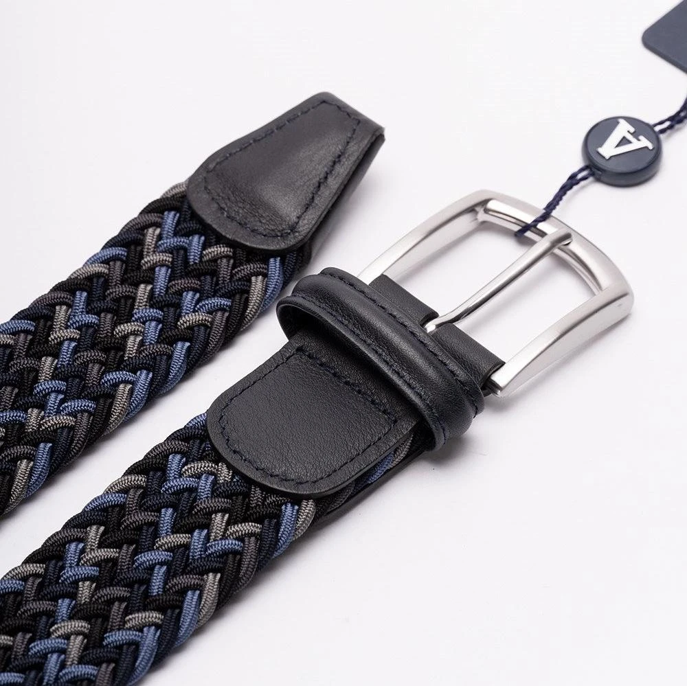 Blue Grey Woven Elastic Belt - Anderson's 4 Blue Grey Woven Elastic Belt - Anderson's - Image 2