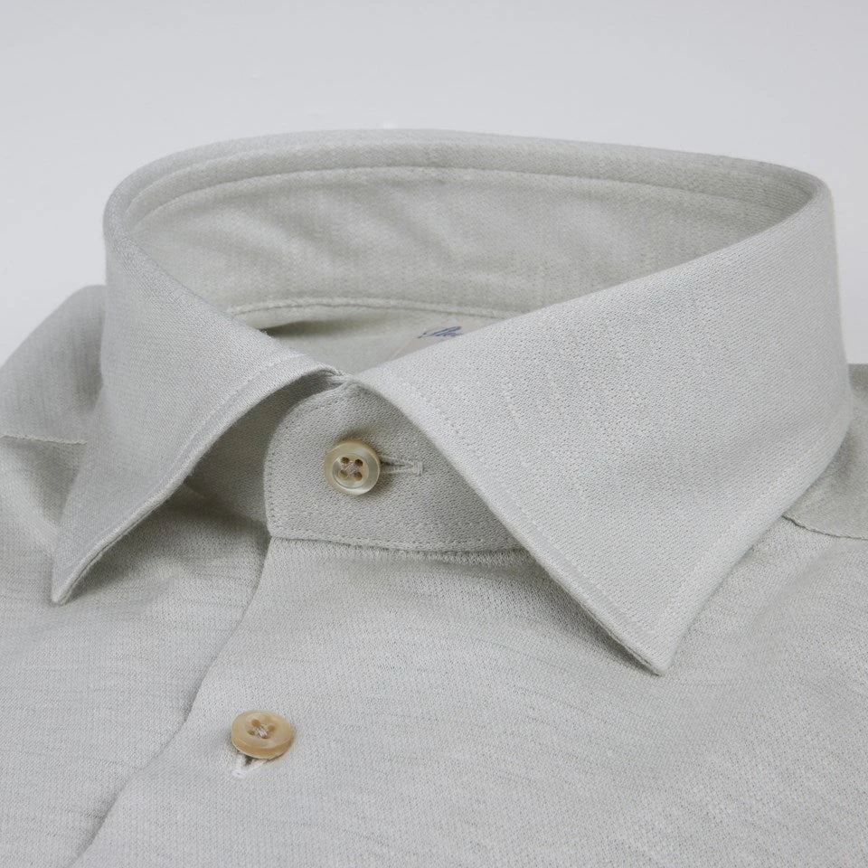 Casual Light Beige Linen Jersey Stretch Shirt - Stenströms 4 Casual Light Beige Linen Jersey Stretch Shirt - Stenströms - Image 2