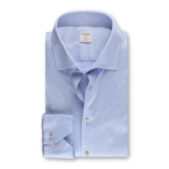 Casual Light Blue Cotton Jersey Stretch Shirt - Stenströms
