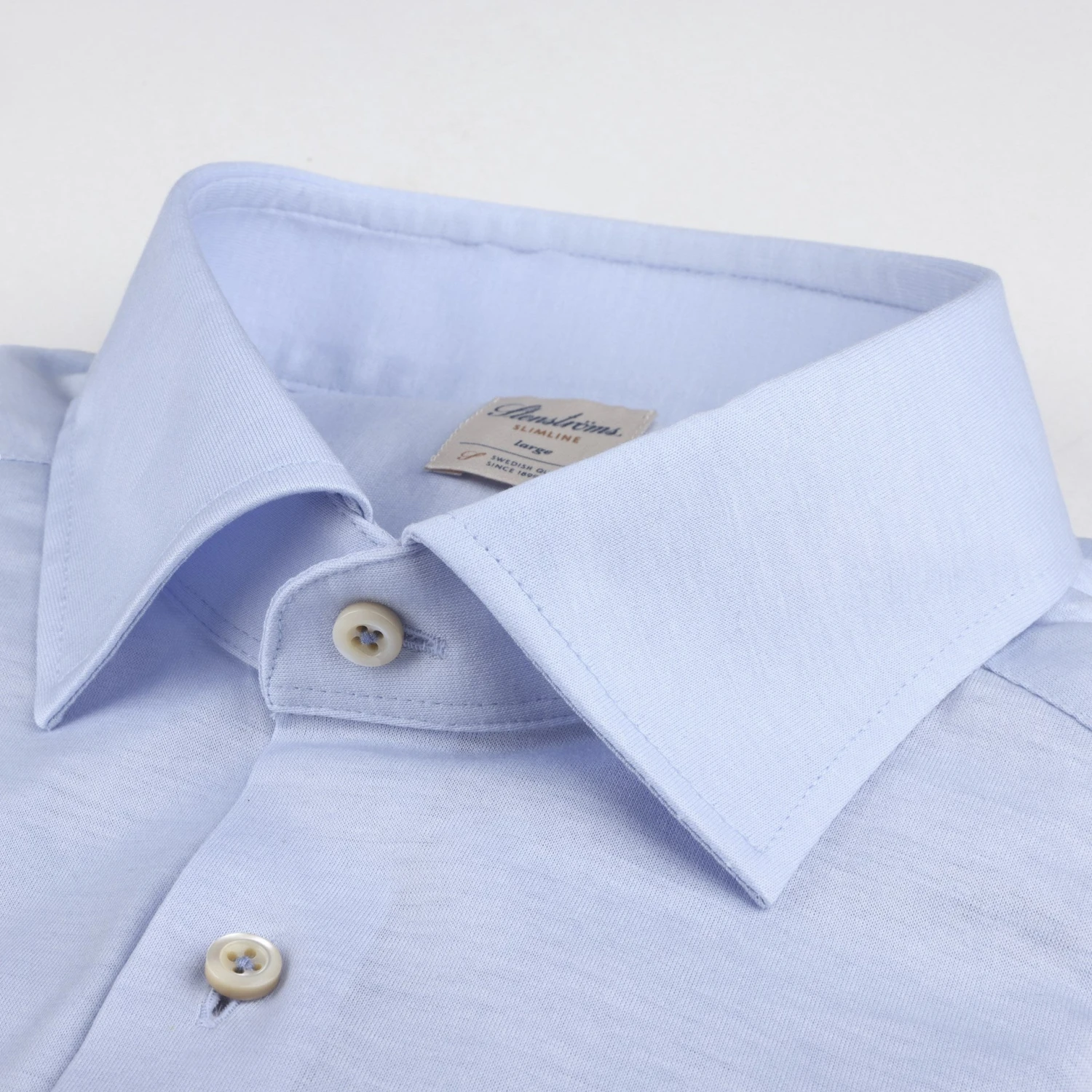 Casual Light Blue Cotton Jersey Stretch Shirt - Stenströms 4 Casual Light Blue Cotton Jersey Stretch Shirt - Stenströms - Image 2