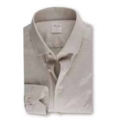 Casual Light Beige Jersey Stretch Shirt - Stenströms