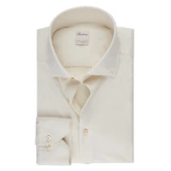 Casual Beige Jersey Stretch Slimline Shirt - Stenströms