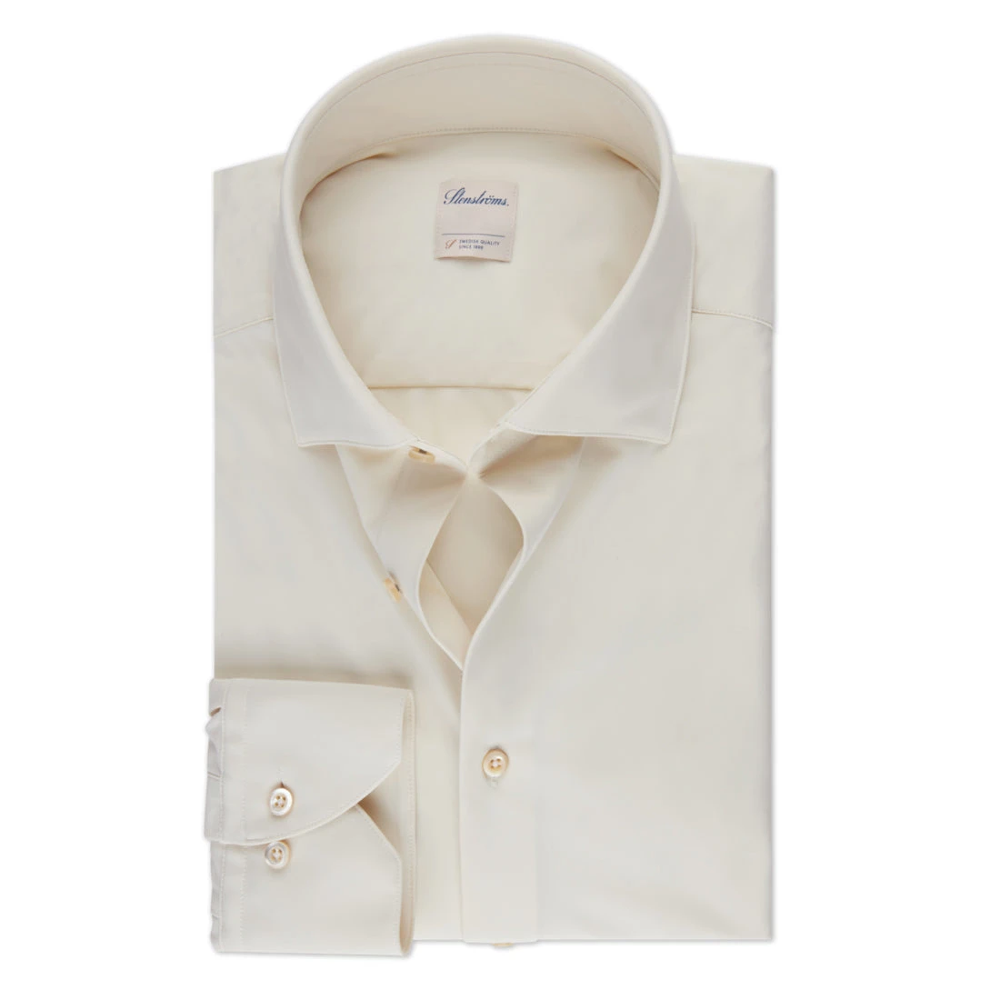Casual Beige Jersey Stretch Slimline Shirt - Stenströms 3 Casual Beige Jersey Stretch Slimline Shirt - Stenströms