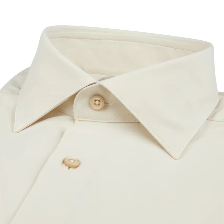 Casual Beige Jersey Stretch Slimline Shirt - Stenströms 4 Casual Beige Jersey Stretch Slimline Shirt - Stenströms - Image 2