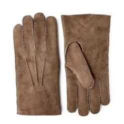 Brown Bernard Lambskin Suede Fur-Lined Gloves - Hestra