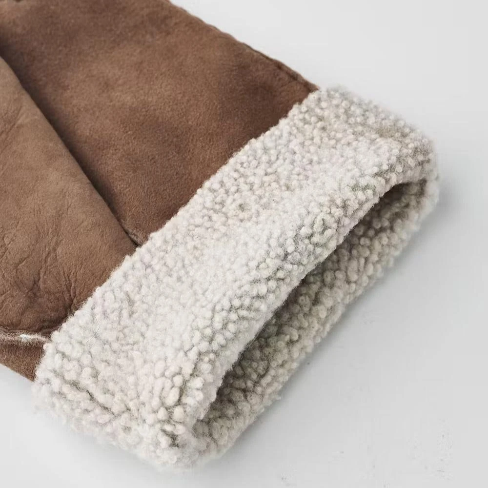 Brown Bernard Lambskin Suede Fur-Lined Gloves - Hestra 7 Brown Bernard Lambskin Suede Fur-Lined Gloves - Hestra - Image 5