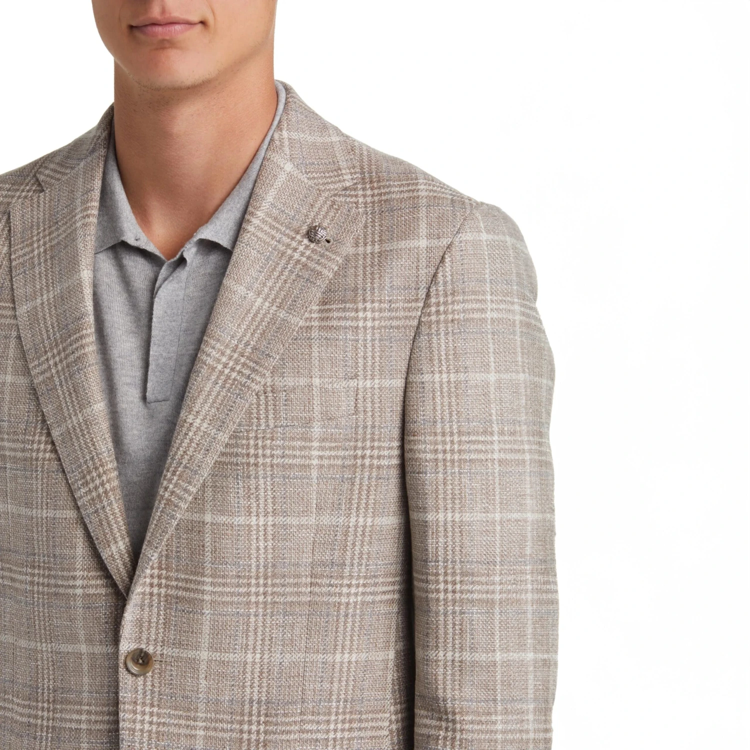 Taupe Prince-of-Wales Cotton-Wool McAllen Contemporary Fit Sport Jacket - Jack Victor 1913 6 Taupe Prince-of-Wales Cotton-Wool McAllen Contemporary Fit Sport Jacket - Jack Victor 1913 - Image 4