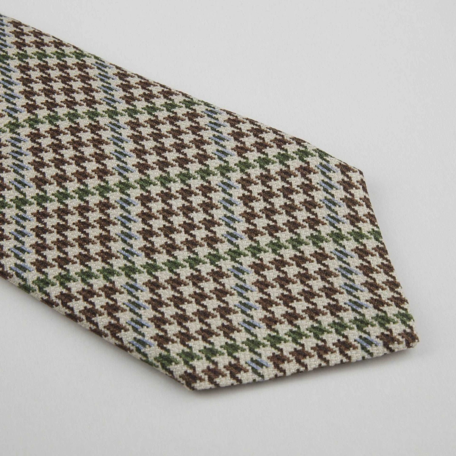 Beige Houndstooth Silk Tie - Stenströms 4 Beige Houndstooth Silk Tie - Stenströms - Image 2