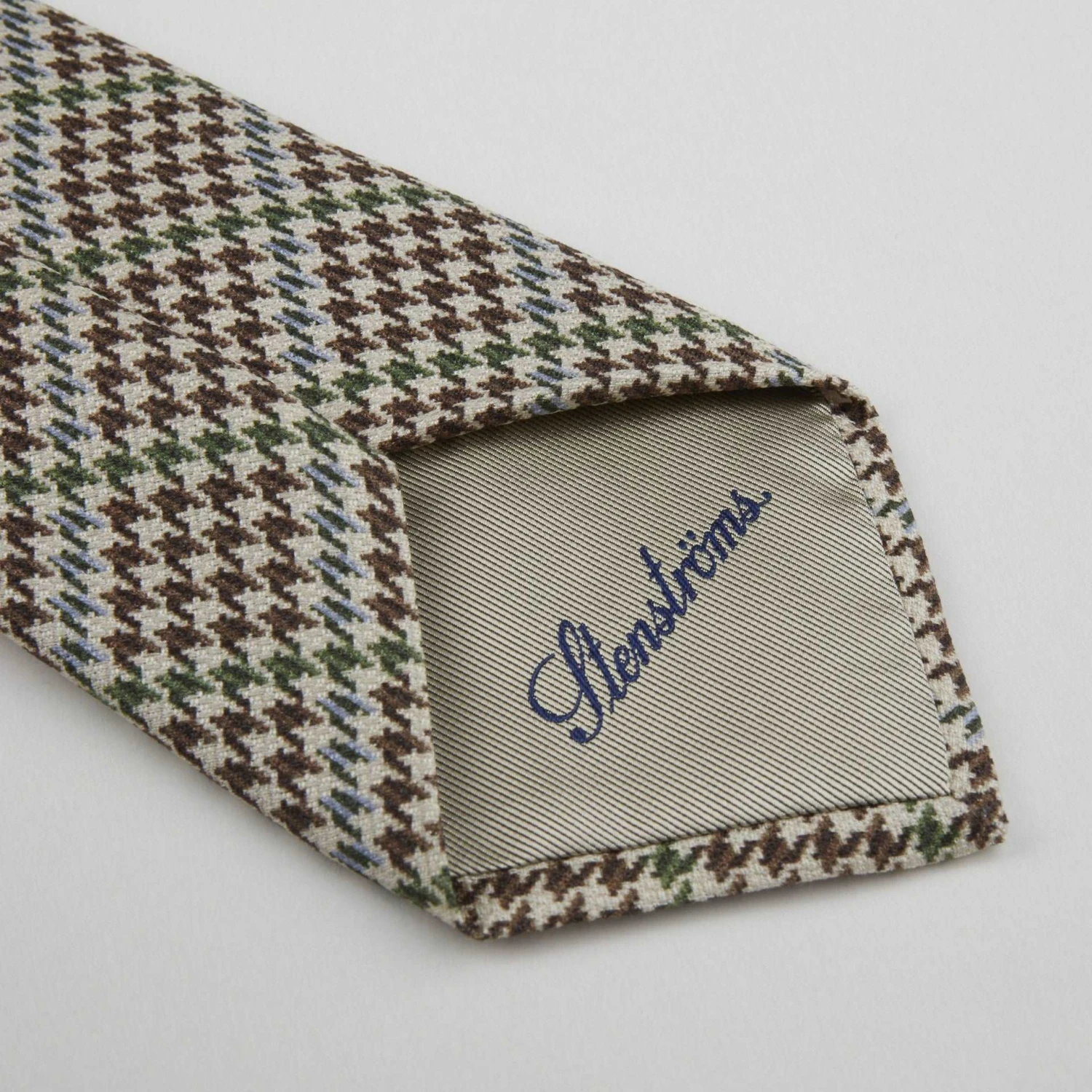 Beige Houndstooth Silk Tie - Stenströms 5 Beige Houndstooth Silk Tie - Stenströms - Image 3