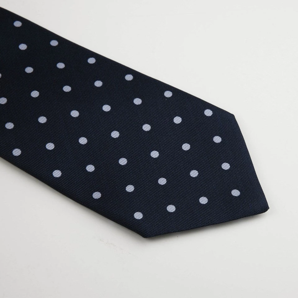 Navy Blue Dotted Silk Tie - Stenströms 5 Navy Blue Dotted Silk Tie - Stenströms - Image 3