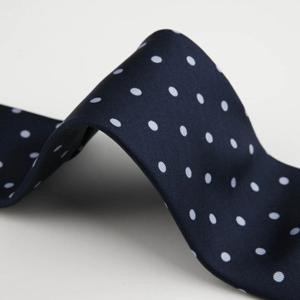 Navy Blue Dotted Silk Tie - Stenströms 6 Navy Blue Dotted Silk Tie - Stenströms - Image 4