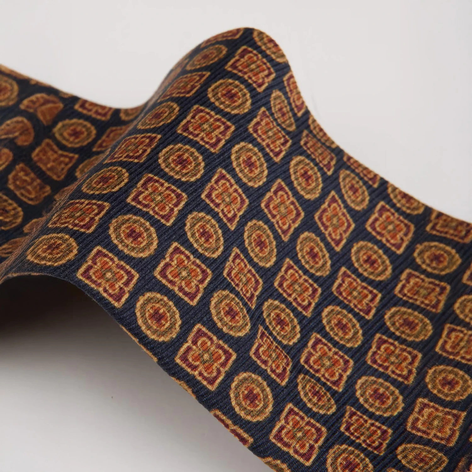 Dark Blue Patterned Silk Tie - Stenströms 5 Dark Blue Patterned Silk Tie - Stenströms - Image 3