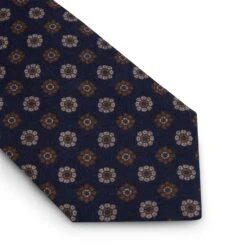 Navy Medallion Patterned Wool Tie - Stenströms 5 Navy Medallion Patterned Wool Tie - Stenströms -ETON Store 9134150000181 2