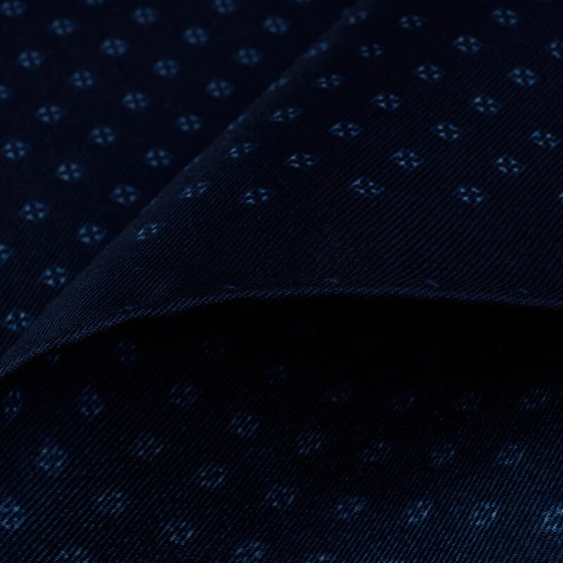 Stenströms Dark Blue Micro Floral Printed Silk Hankie 4 Stenströms Dark Blue Micro Floral Printed Silk Hankie - Image 2