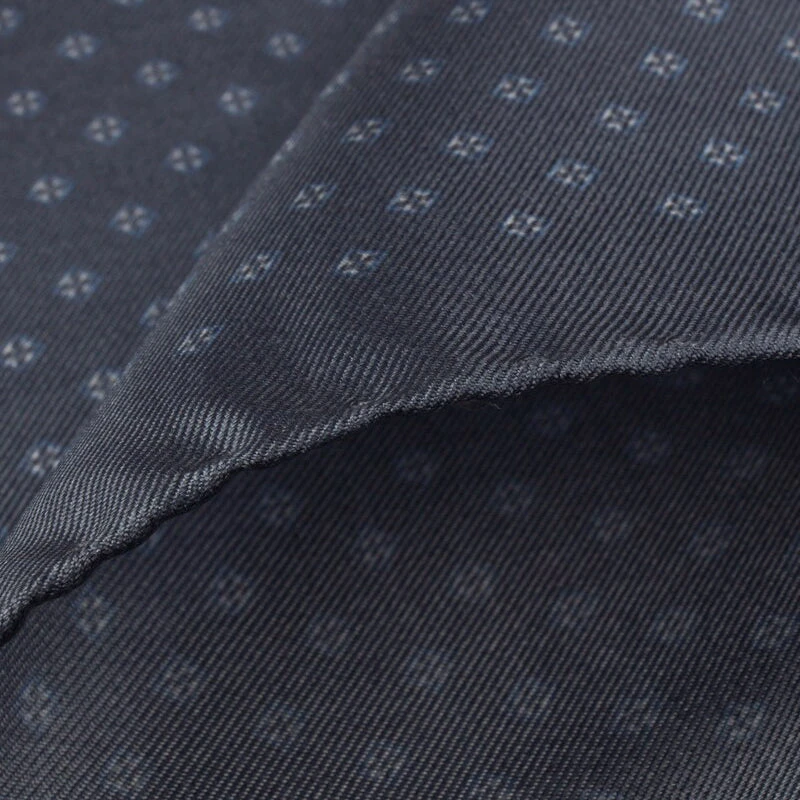 Stenströms Blue/Gray Micro Floral Printed Silk Hankie 4 Stenströms Blue/Gray Micro Floral Printed Silk Hankie - Image 2