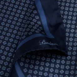 Blue Patterned Silk Hankie - Stenströms 7 Blue Patterned Silk Hankie - Stenströms -ETON Store 9233300000181 3