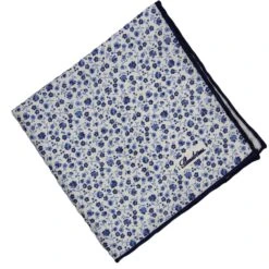 Navy & White Floral Silk Hankie - Stenströms