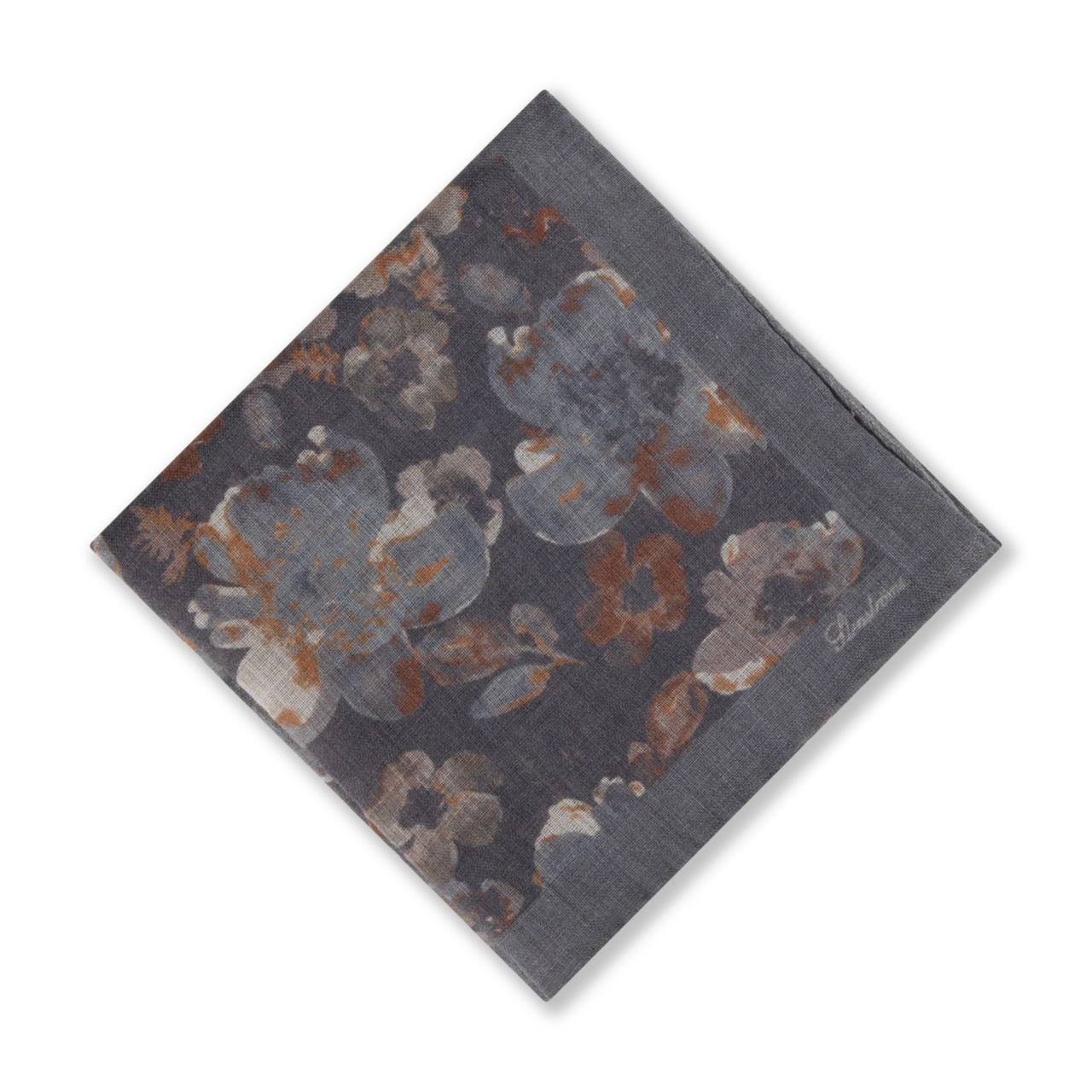 Gray Flower Motif Patterned Wool Hankie - Stenströms 3 Gray Flower Motif Patterned Wool Hankie - Stenströms