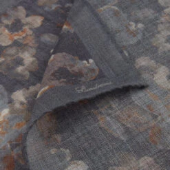 Gray Flower Motif Patterned Wool Hankie - Stenströms 7 Gray Flower Motif Patterned Wool Hankie - Stenströms -ETON Store 9234110000181 3