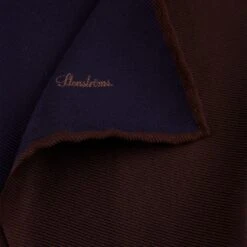 Navy & Brown Reversible Silk Hankie - Stenströms -ETON Store 9234140000180 3