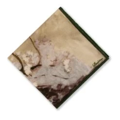 Beige & Green Watercolour Motif Wool Hankie - Stenströms