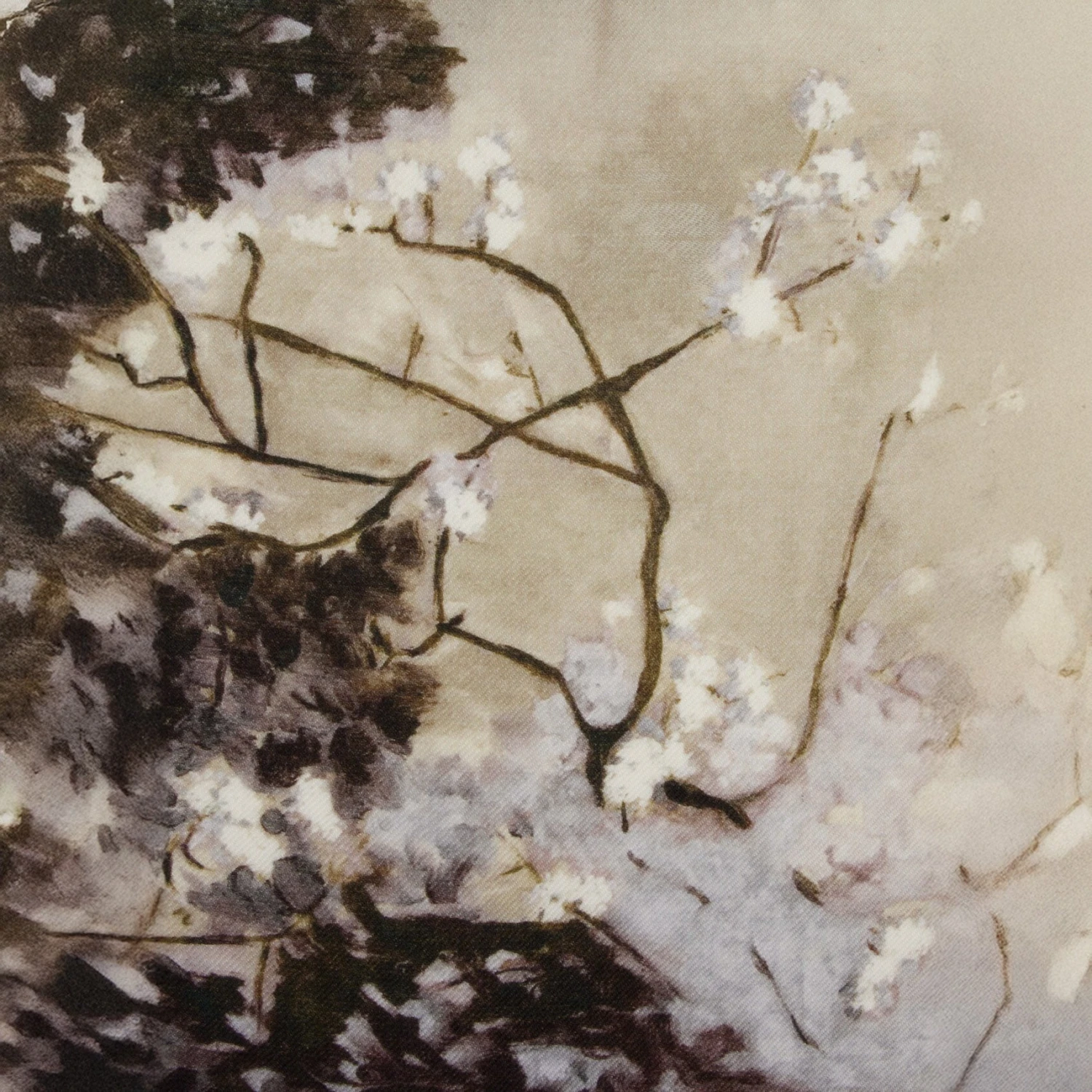 Beige & Green Watercolour Motif Wool Hankie - Stenströms 4 Beige & Green Watercolour Motif Wool Hankie - Stenströms - Image 2