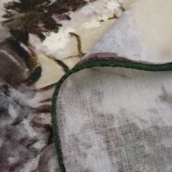 Beige & Green Watercolour Motif Wool Hankie - Stenströms 7 Beige & Green Watercolour Motif Wool Hankie - Stenströms -ETON Store 9234160000321 3