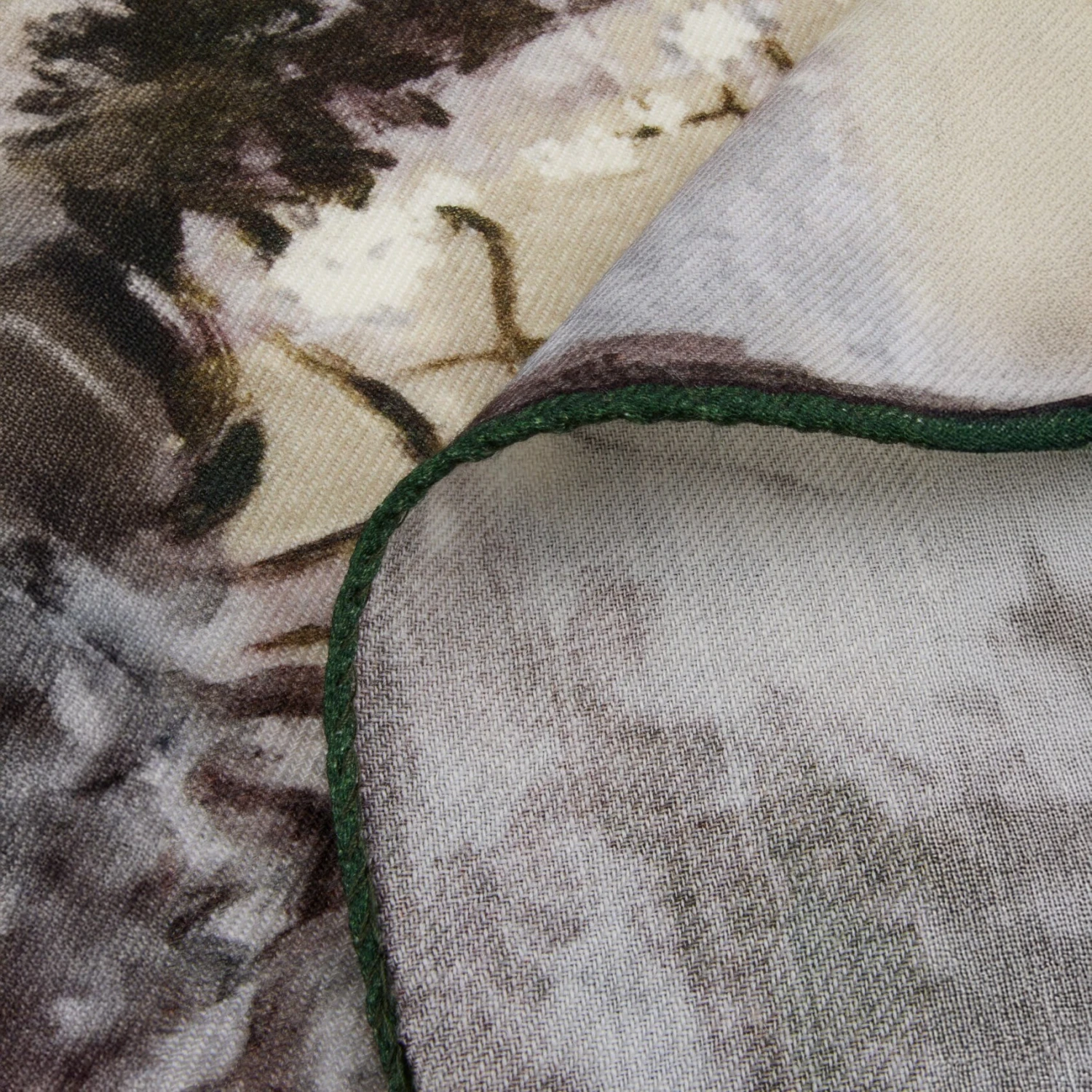 Beige & Green Watercolour Motif Wool Hankie - Stenströms 5 Beige & Green Watercolour Motif Wool Hankie - Stenströms - Image 3