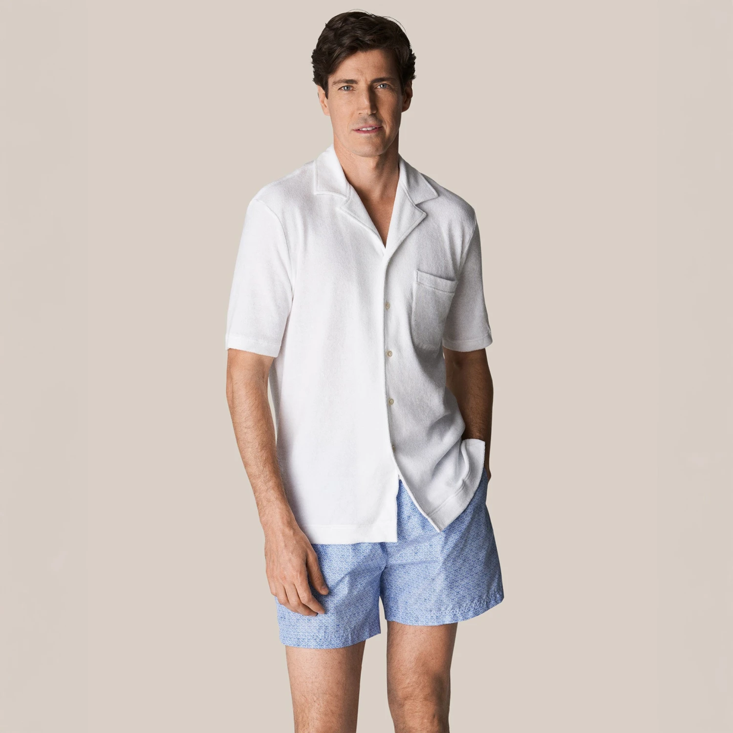 Light Blue Micro Geometric Print Swim Shorts - ETON 5 Light Blue Micro Geometric Print Swim Shorts - ETON - Image 3