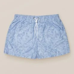 Light Blue Micro Geometric Print Swim Shorts - ETON