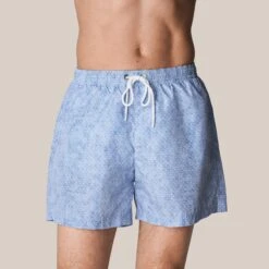 Light Blue Micro Geometric Print Swim Shorts - ETON 16 Light Blue Micro Geometric Print Swim Shorts - ETON -ETON Store 9437 746d8d4b7a original