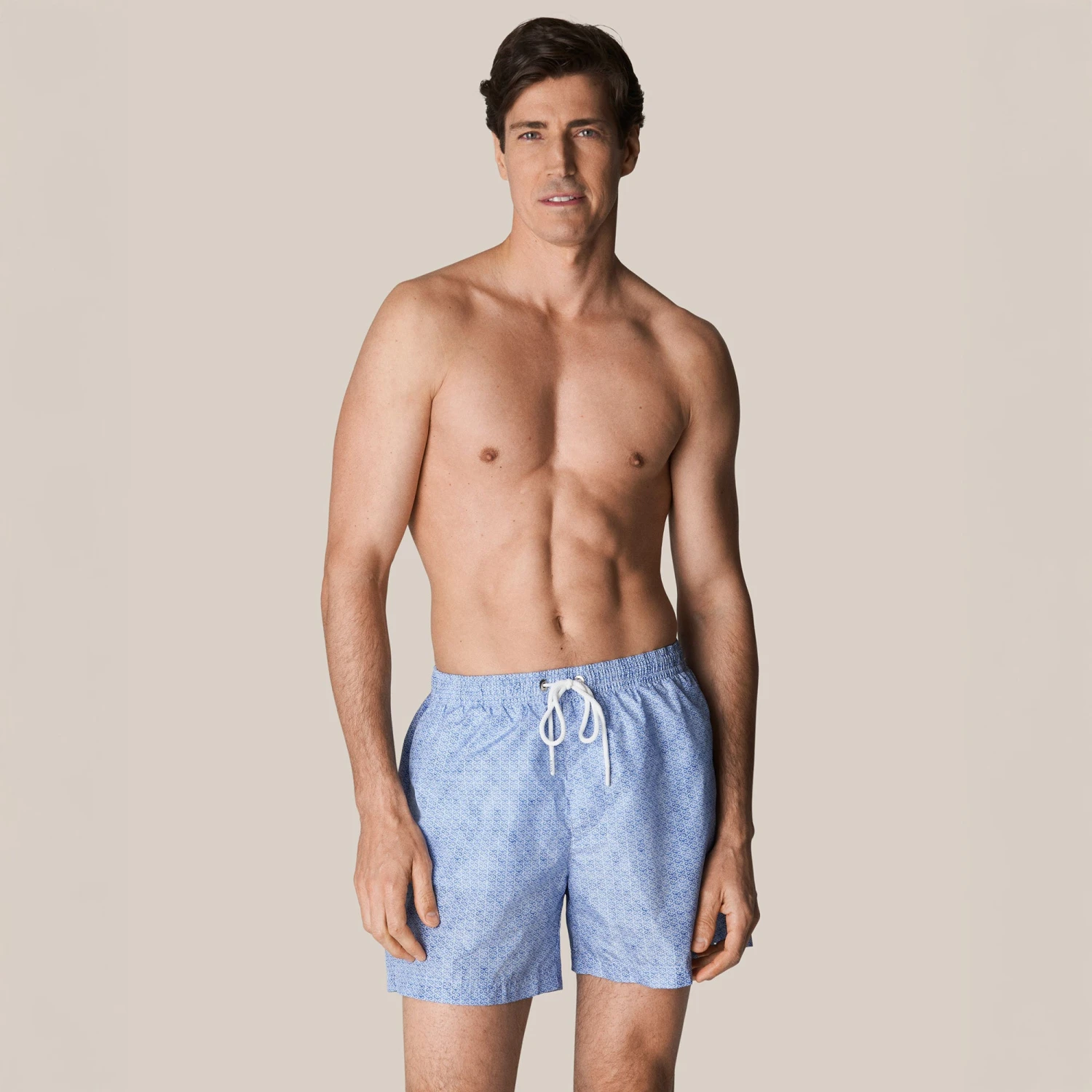 Light Blue Micro Geometric Print Swim Shorts - ETON 6 Light Blue Micro Geometric Print Swim Shorts - ETON - Image 4