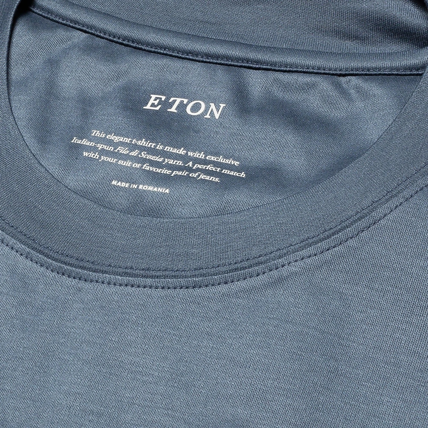 Mid Blue Filo Di Scozia Crewneck Slim Fit T-Shirt - ETON 4 Mid Blue Filo Di Scozia Crewneck Slim Fit T-Shirt - ETON - Image 2