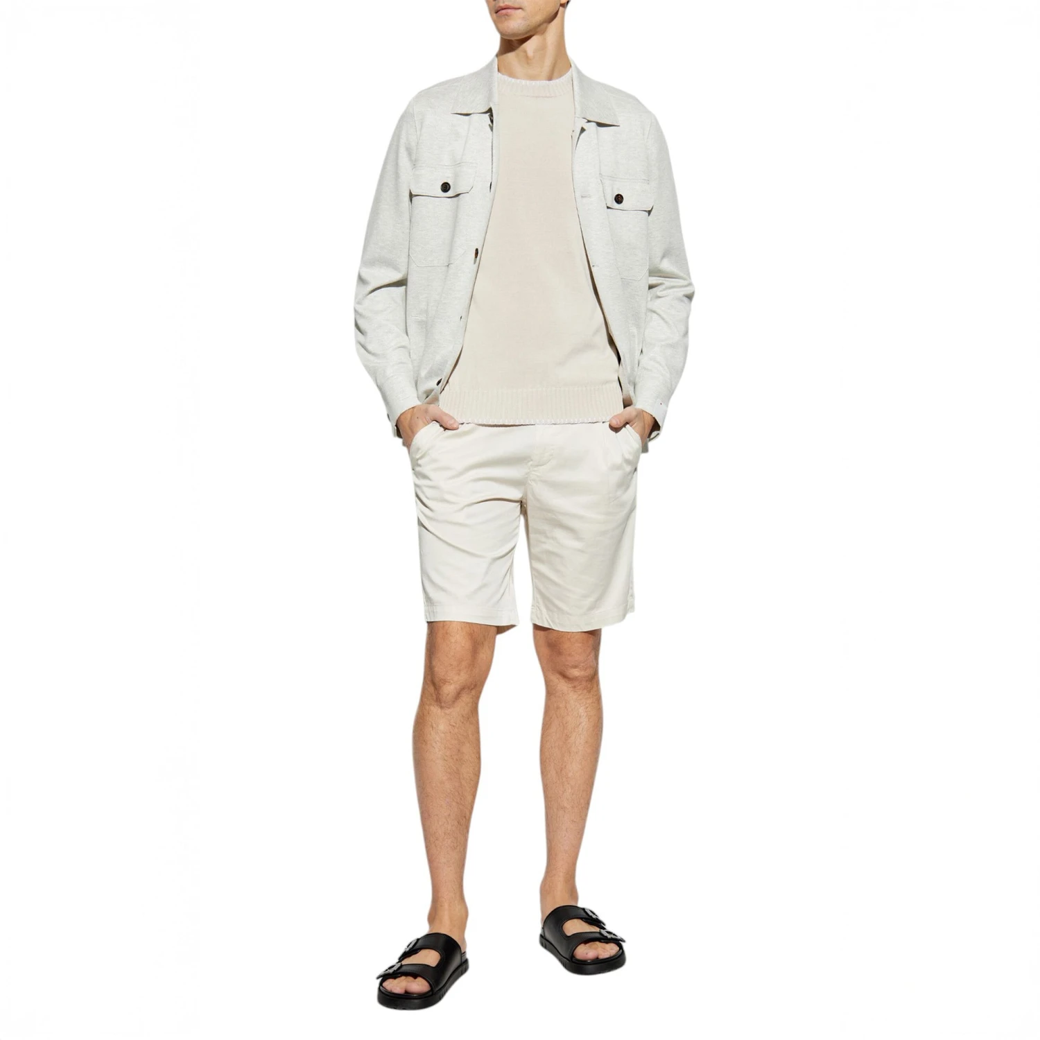 Ice Gray Herringbone Jersey Stretch Overshirt - ELEVENTY 5 Ice Gray Herringbone Jersey Stretch Overshirt - ELEVENTY - Image 3