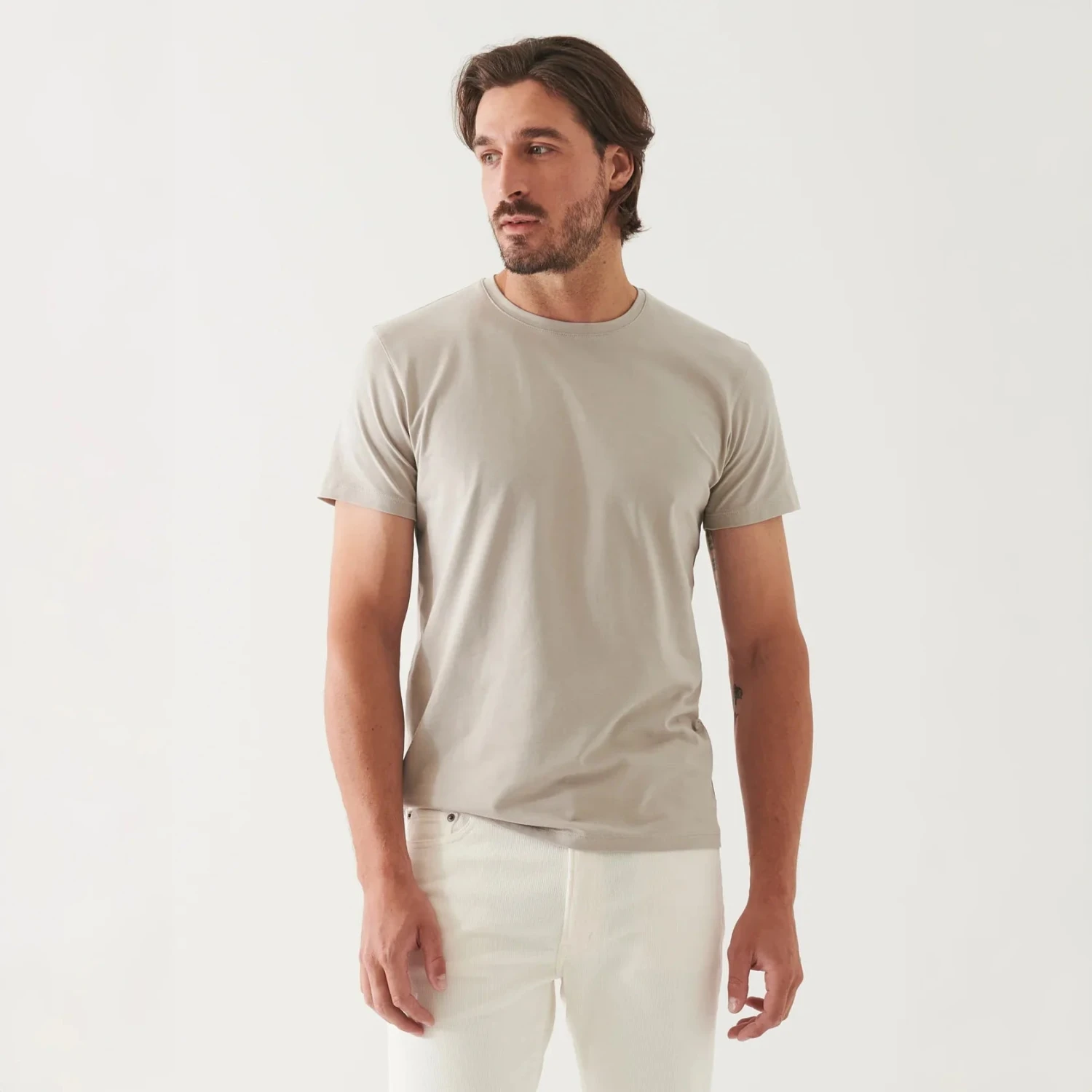 Aluminum Mélange Pima Cotton Stretch Iconic T-Shirt - Patrick Assaraf 3 Aluminum Mélange Pima Cotton Stretch Iconic T-Shirt - Patrick Assaraf