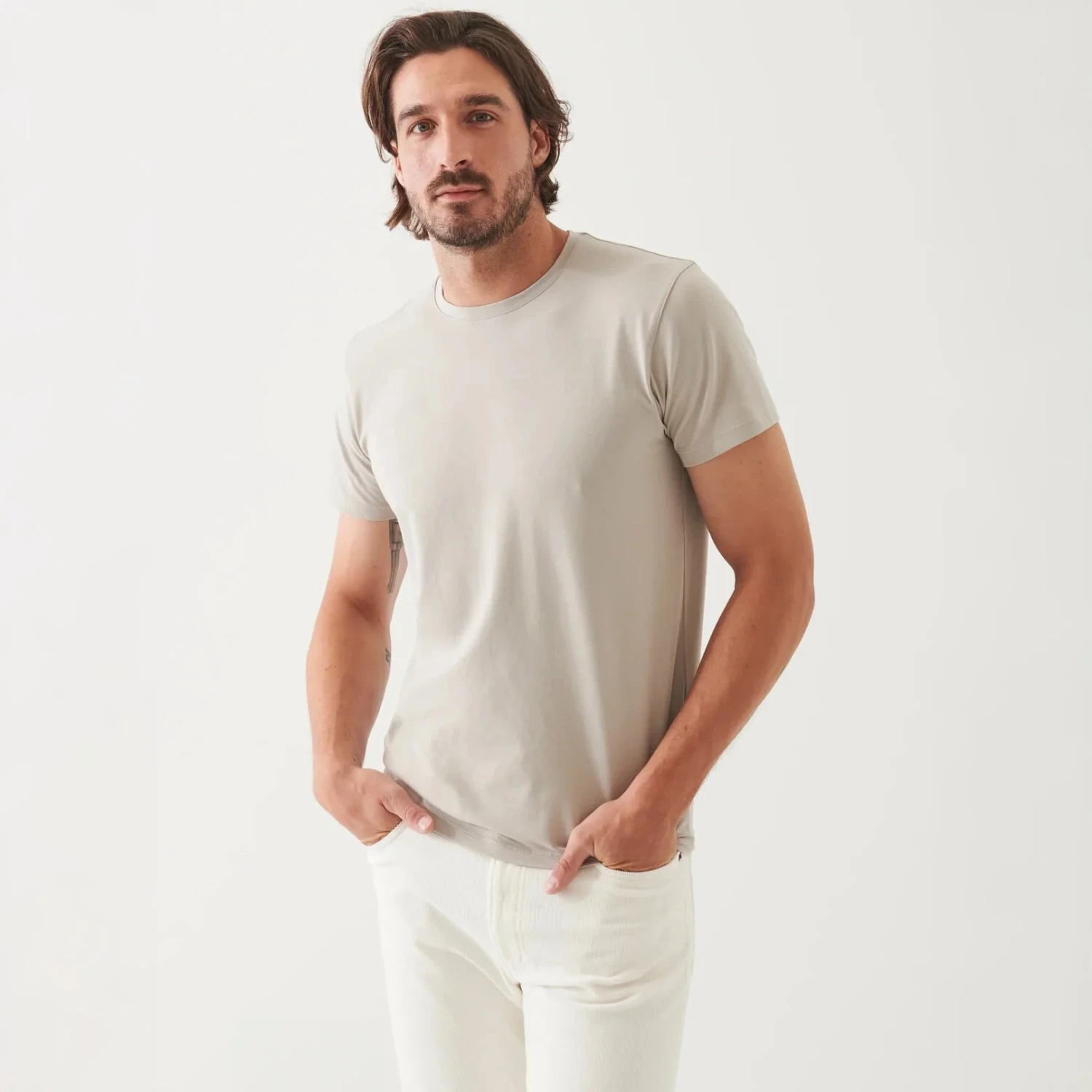 Aluminum Mélange Pima Cotton Stretch Iconic T-Shirt - Patrick Assaraf 5 Aluminum Mélange Pima Cotton Stretch Iconic T-Shirt - Patrick Assaraf - Image 3